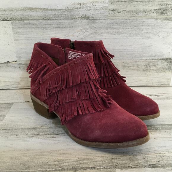 Naughty Monkey Red Fringe Heeled Boots - Picture 2 of 10